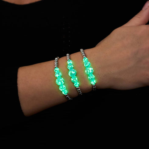 Himmelblau | Silber | Glühwürmchen-Glas-Kaskadenarmband